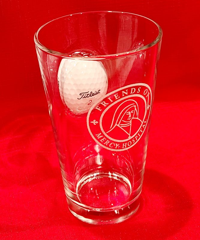 #nonprofit #fundraising #engraving #gift #uniquegift #golfballglass #friendsofmercy #friendsofmercyhospital #FOM #StPatricksDinner